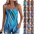 thumbnail image 1 of Women's Floral Tank Tops Plus Size Spaghetti Strap Irregular Hem Blouse Vacation Casual Comfy Beach Camisoles (XL, Sky Blue), 1 of 6