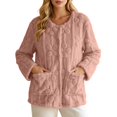 thumbnail image 1 of Women's Floral Textured Bed Jacket Long Sleeve Button Front Lounge wear Coat With Pockets (Rose Gold L), 1 of 7