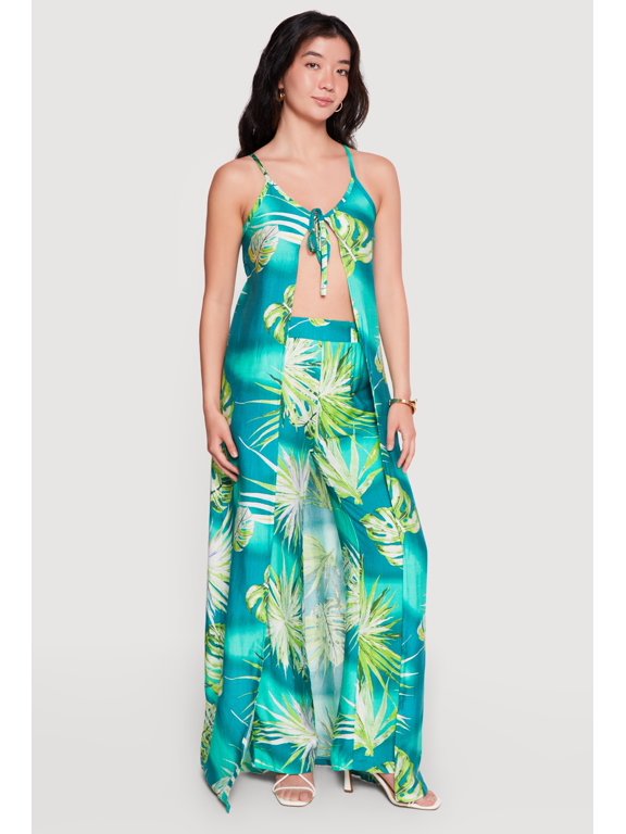 Women's Floral Tie Front Maxi Top