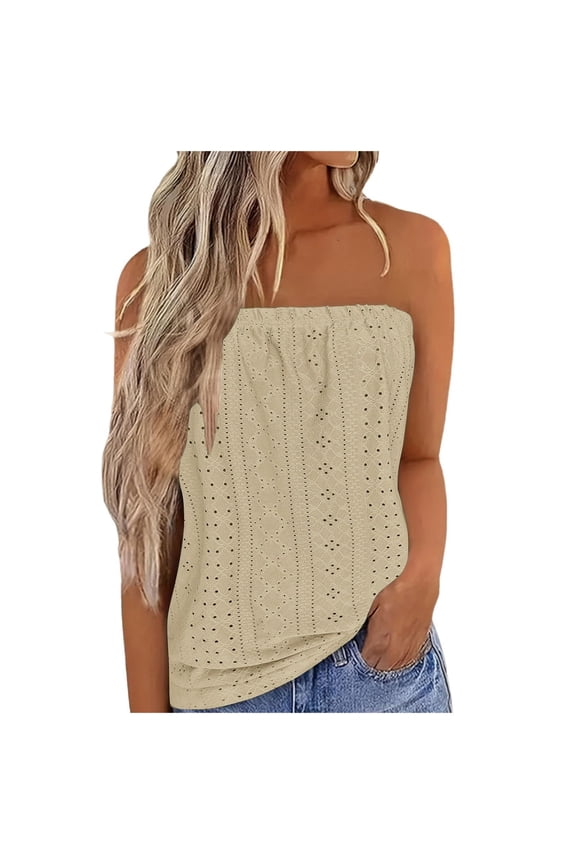 Women's Floral Tube Tops Casual Summer Backless Strapless Top Sleeveless Bandeau Tanks Shirt