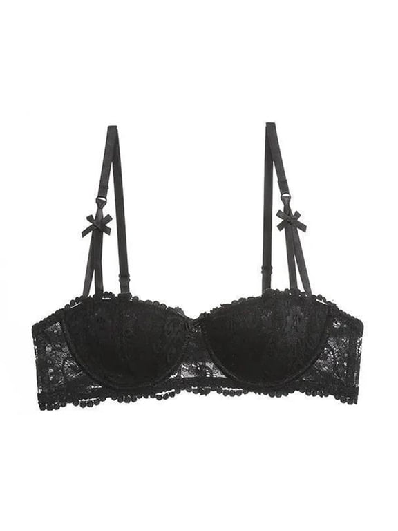 Women's Floral Underwire Lace Balconette Bra Lift Supportive Bra Push Up Daily Bra Sexy Bra Underwire Demi Bras Underwear for Women