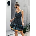 thumbnail image 1 of Women’s Floral V Neck Spaghetti Strap Button Down Sundress Swing Ruffle Summer Mini Short Dress, 1 of 5