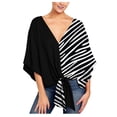 thumbnail image 1 of Women's Floral V Neck Tie Knot Front Blouses Bat Wing Half Sleeve Chiffon Tops Shirts, 1 of 6