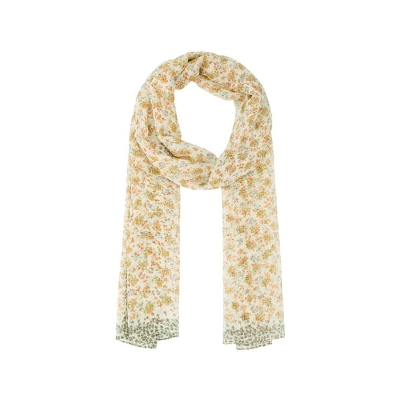 Women's Floral Vintage Scarf, Retro Silky Lightweight Sunscreen Neckerchief Head Wrap Scarves for Summer One Size Cream