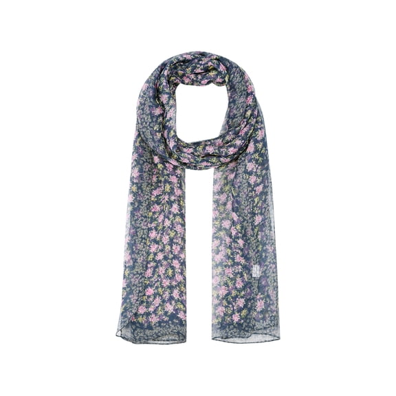 Women's Floral Vintage Scarf, Retro Silky Lightweight Sunscreen Neckerchief Head Wrap Scarves for Summer One Size Daek blue