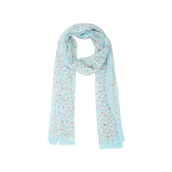 Women's Floral Vintage Scarf, Retro Silky Lightweight Sunscreen Neckerchief Head Wrap Scarves for Summer One Size Sky blue