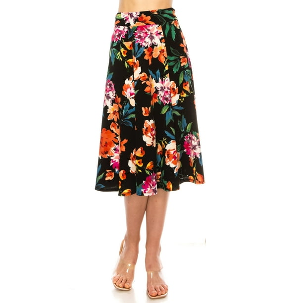 Women's Floral print A-line midi skirt Walmart Business Supplies