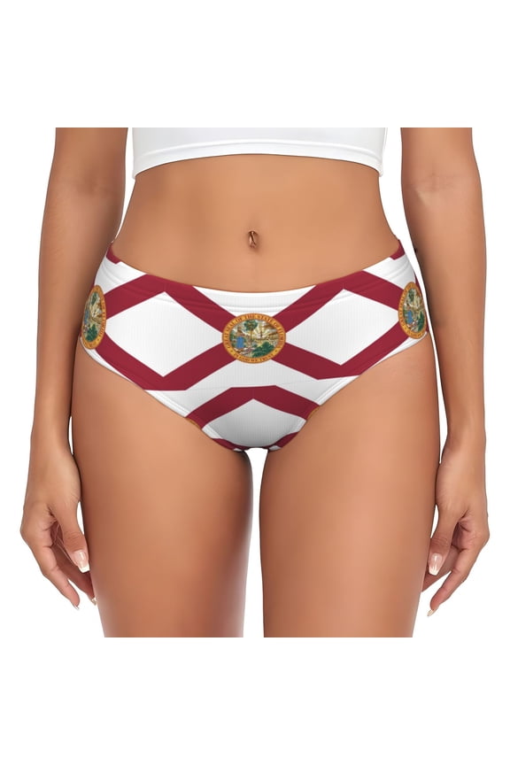 Women's Florida Flag Seamless Hipster Panties Stretch printed Bikini Underwear Small