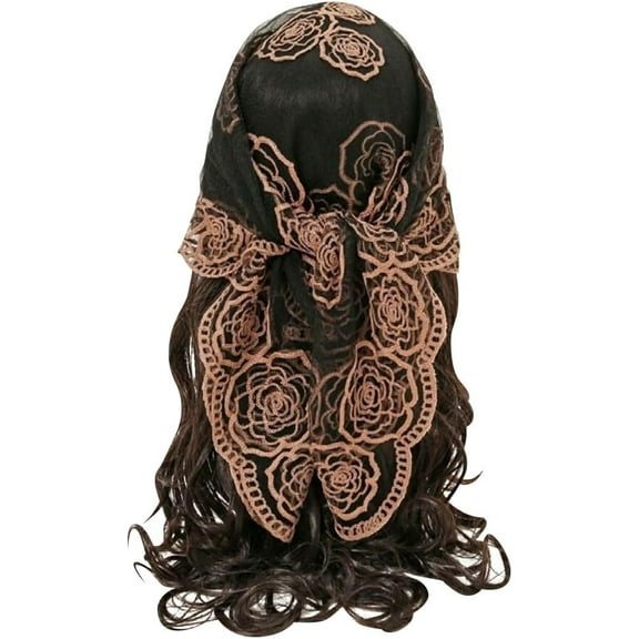 Women's Flower Embroidery Head Scarf Large 31.5 Inch Headband Sheer Hair Bandana for Women Girls
