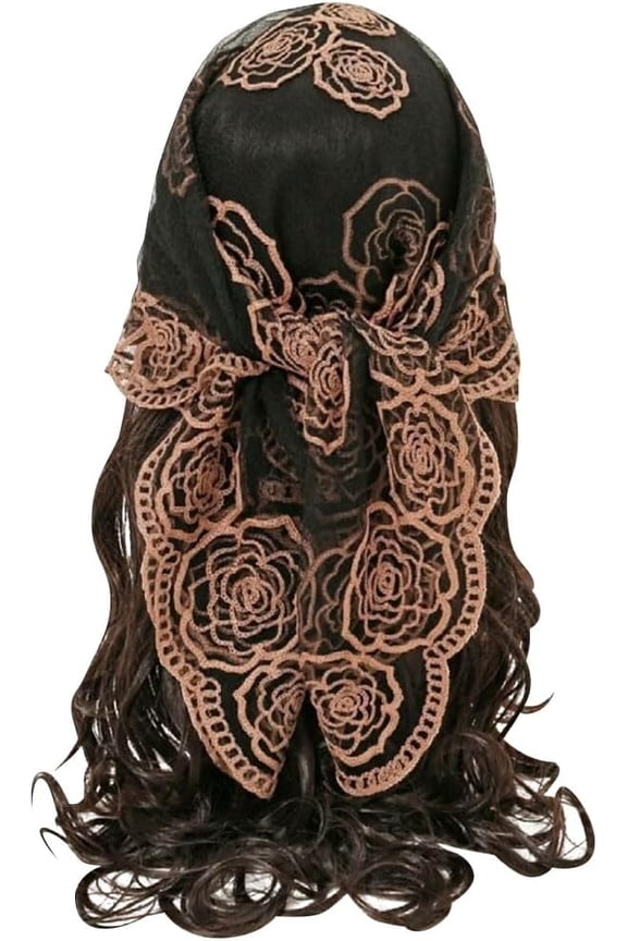 Women's Flower Embroidery Head Scarf Large 31.5 Inch Headband Sheer Hair Bandana for Women Girls