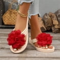 thumbnail image 1 of Women's Flower Flip Flops Flat Open Toe Summer Beach Casual Footwear Red 36, 1 of 8