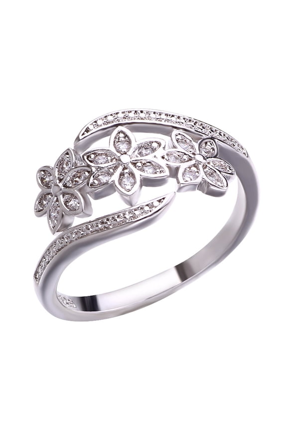 Women's Flower Full Diamond Adjustable Index Finger Ring