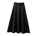 thumbnail image 1 of Women's Flower Jacquard High Waist Midi Skirt - Pleated, A-Line, Pockets, All Seasons - S-XXL, 1 of 3