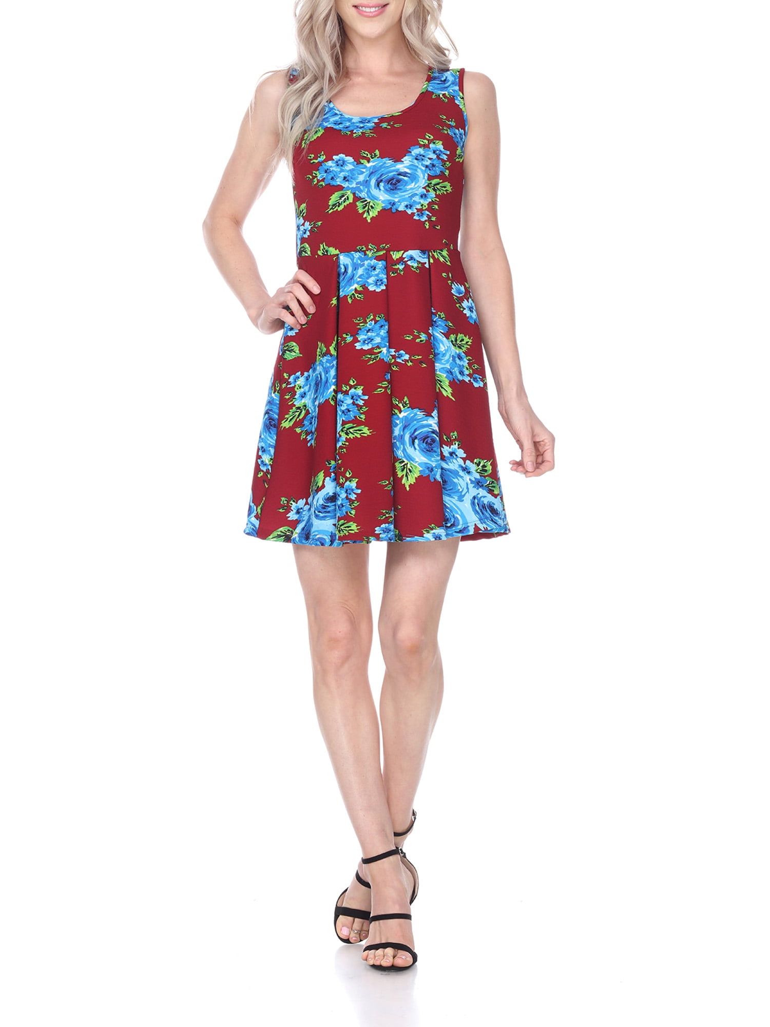 floral print fit & flare dress Blue Floral Print Fit & Flare Dress Medium main image 0