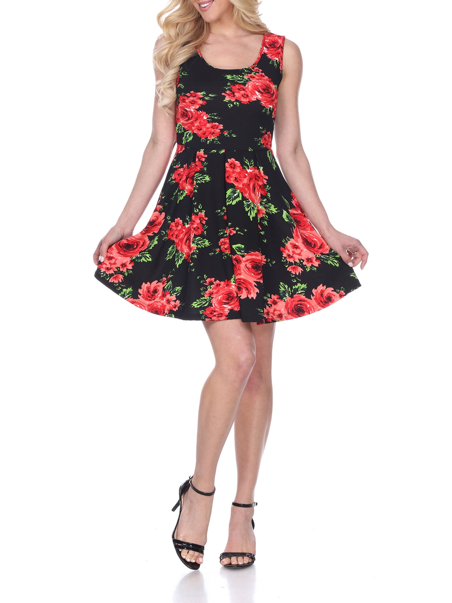 Women's Flower Print Fit and Flare Dress - Walmart.com Women's Flower Print Fit and Flare Dress - Walmart.com