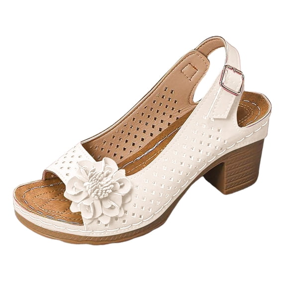 Fukaraa Women's Chunky Heel Sandals Open Toe Ankle Strap Breathable Summer 2025