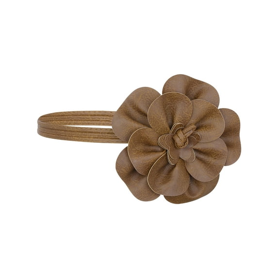 Women's Flower Waist PU Leather Belt Boho Skinny Rope Floral Dress Belt Coffee One Size