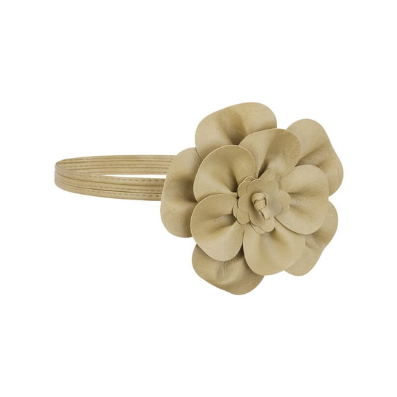 Women's Flower Waist PU Leather Belt Boho Skinny Rope Floral Dress Belt Khaki One Size