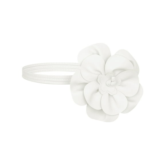 Women's Flower Waist PU Leather Belt Boho Skinny Rope Floral Dress Belt White One Size