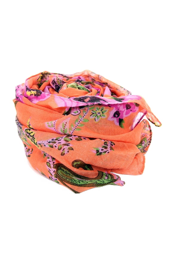 Women's Flowers & Paisley Polyester Scarf Orange Scarf Wrap 40 x 70 inches