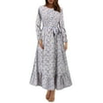 thumbnail image 1 of Women's Flowy Casual Dress Long Sleeve Crew Neck Button Down Printed Maxi Skirt Beach Summer Outfit, 1 of 2