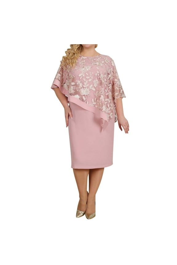 Women's Flowy Chiffon Cape Dress Elegant Knee Length Party Evening Wear Comfortable Casual Summer Outfit