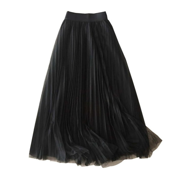 Women's Flowy Chiffon Midi Skirt High Waist Pleated Summer Casual Lightweight Fashion Skirt Elegant Comfortable Stretchy A-Line Half Skirt