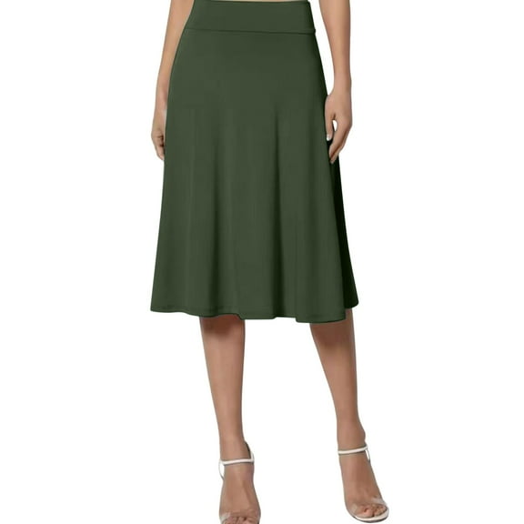 Stylish Women's Flare Midi Skirt Lightweight Pull-On Design for Comfort and Versatility for Everyday Fashion