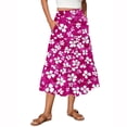 thumbnail image 1 of Women's Flowy Flared Ruffle Hem A-Line Maxi Skirts with Elastic Waist, Elegant Tiered Layer Boho Long Skirts, Floral Print for Summer,Hot Pink,Size S, 1 of 4