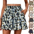 thumbnail image 1 of Women's Flowy High Waist Wide Leg Ruffle Shorts for Summer Beach Vacation - Ginger Yellow, Size S, 1 of 6