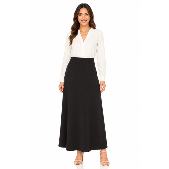 Women's Flowy Maxi Skirt with High Waist and A-Line Silhouette