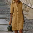 thumbnail image 1 of Women's Flowy Midi Shirt Dress Casual Lapel Button Down Comfortable Stylish Summer Outfit Versatile, 1 of 4
