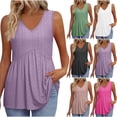 thumbnail image 1 of Women's Flowy Peplum V Neck Sleeveless Tank Top Camisole Blouse Elegant Dressy Fit Casual Summer Fashion Gift | CSEONE,Pink XL, 1 of 9