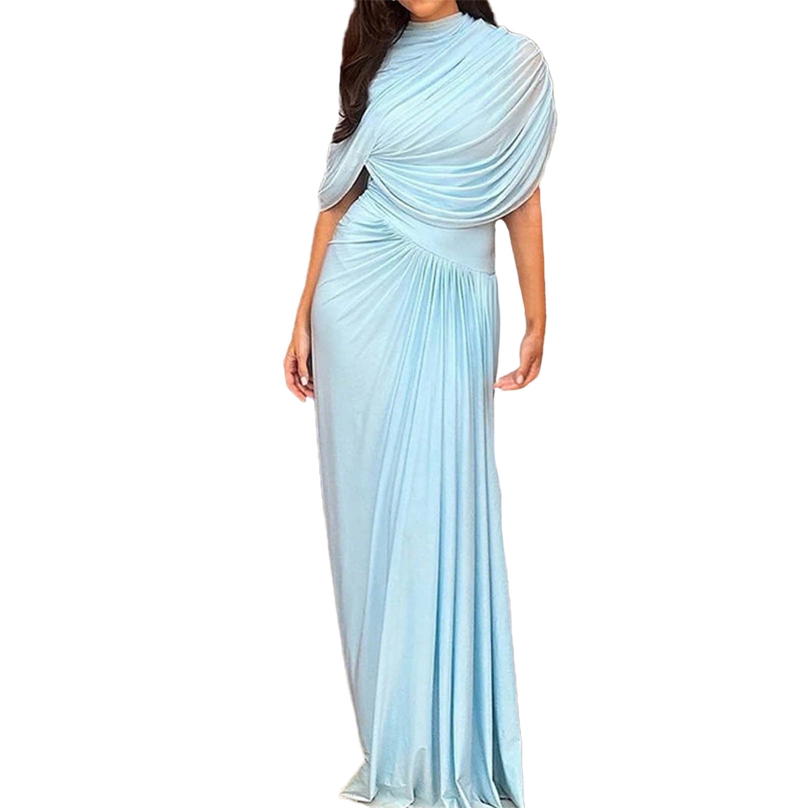 flowy dresses formal Satin Dress open back Halter High Neck Flowy Chiffon