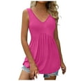 thumbnail image 1 of Women's Flowy Pleated Ruffle Sleeveless V Neck Tank Top Casual Summer Tunic Blouse Comfortable Shirt, 1 of 5