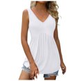 thumbnail image 1 of Women's Flowy Pleated Ruffle Sleeveless V Neck Tank Top Casual Summer Tunic Blouse Comfortable Shirt, 1 of 5