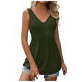 thumbnail image 1 of Women's Flowy Pleated Ruffle Sleeveless V Neck Tank Top Casual Summer Tunic Blouse Comfortable Shirt, 1 of 5
