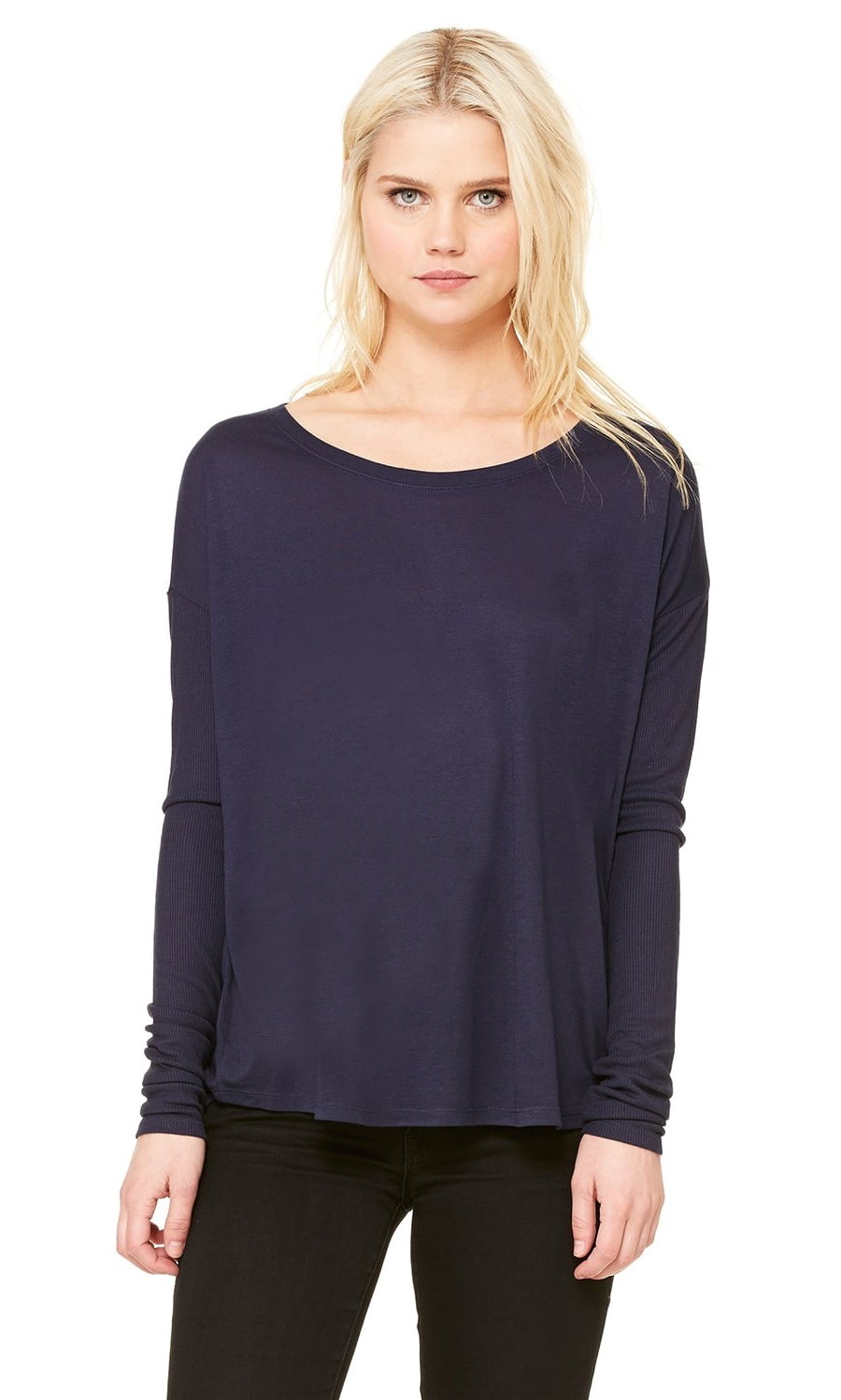 Women's Flowy Rib Long Sleeve T-Shirt - Walmart.com