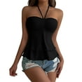 thumbnail image 1 of Women's Flowy Ruffle Hem Tube Top Strapless Bandeau Peplum Tank Summer Sleeveless Casual Cute Tops, 1 of 2