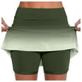 thumbnail image 1 of Women's Flowy Shorts Gradient Color Double Layer Ruffle Shorts Casual Stretchy Women's Athletic Skorts,Green,2XL, 1 of 6
