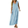 thumbnail image 1 of Women's Flowy Summer Maxi Dress Casual Comfortable Solid Color Long Skirt Elegant Boho Style, 1 of 2