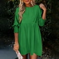 thumbnail image 1 of Women's Flowy Summer Tunic Dress Casual Loose Short Sleeve Crew Neck Swing Mini Dress Comfortable Stylish Outfit, 1 of 5