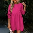 thumbnail image 1 of Women's Flowy Summer Tunic Dress Casual Loose Short Sleeve Crew Neck Swing Mini Dress Comfortable Stylish Outfit, 1 of 5