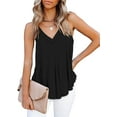 thumbnail image 1 of Women's Flowy V Neck Cami Shirts Summer Casual Tank Tops Loose Sleeveless T Shirts, 1 of 6