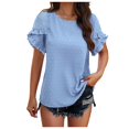thumbnail image 1 of Women's Flowy V Neck Ruffle Sleeve Blouse Elegant Casual Summer Top Lightweight Comfortable Dressy Tunic Shirt, 1 of 2