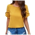 thumbnail image 1 of Women's Flowy V Neck Ruffle Sleeve Blouse Elegant Casual Summer Top Lightweight Comfortable Dressy Tunic Shirt, 1 of 2