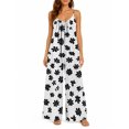 thumbnail image 1 of Women's Flowy Wide Leg Jumpsuit Black White Floral Summer Beach Casual Sleeveless Rompers with Pockets, 1 of 7