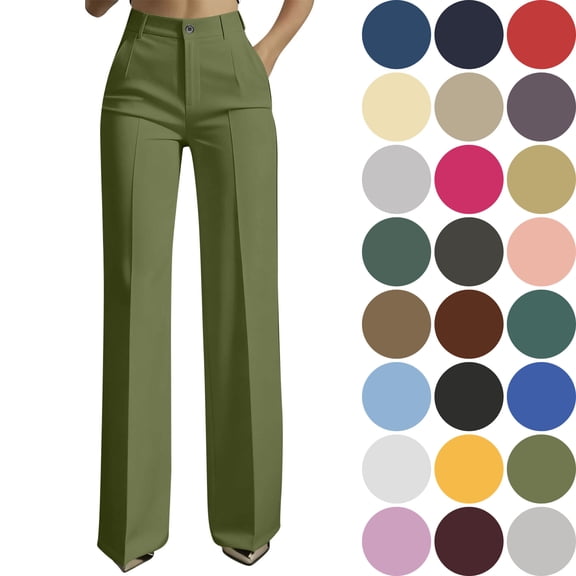 Women's Flowy Wide Leg Solid High Waist Hanging Straight Tube Temperament Suit Pants With Pockets