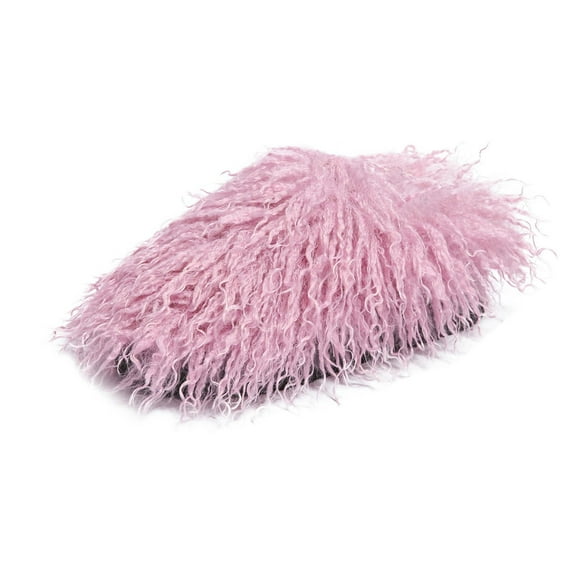 CHUMUD Women's Fluffy Curly Full Slippers, Long Hair Sheep Faux Fur Slip on Slides, Non-Slip Warm Home Flat Slippers, Long Curly Hair Slide Shoes
