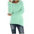 thumbnail image 1 of Women's Fluffy Fuzzy Jumper Sweater Solid Color Long Sleeve Round Neck Tops Casual Loose Fit Sweater, 1 of 4